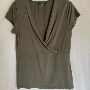 olive green short sleeve blouse
